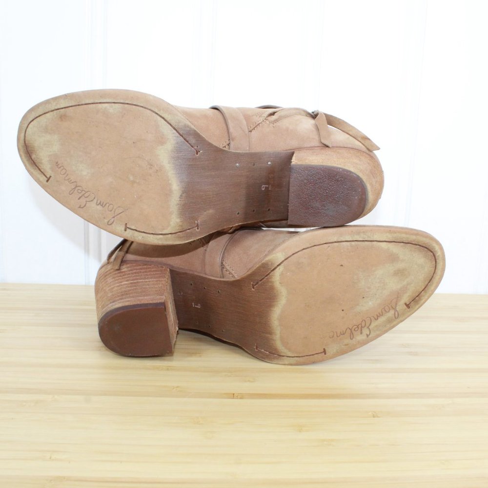 Sam Edelman Merton Brown Suede Nubuck Leather Strap Heeled Boots Size 9 - Picture 8 of 12